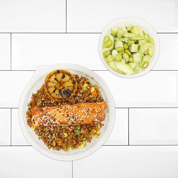 Salmon Teriyaki + Yakimeshi Vegetariano LB